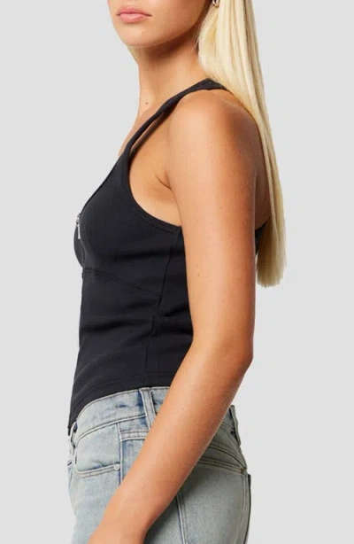 Abrand Zip Front Bustier Tank In Black