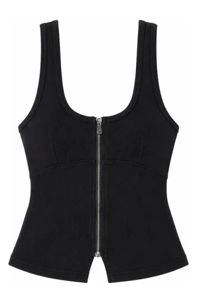 Abrand Zip Front Bustier Tank In Black