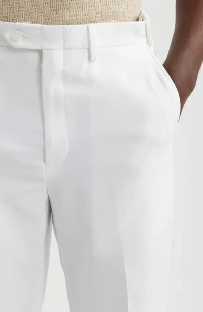Berle Microfiber Flat Front Pants In White