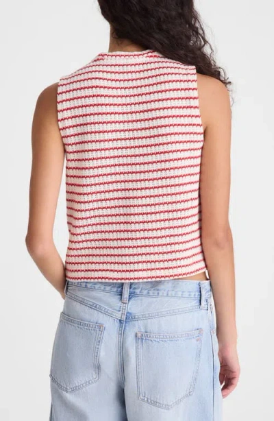 Madewell Textured Knit Button Front Shell Top In Red