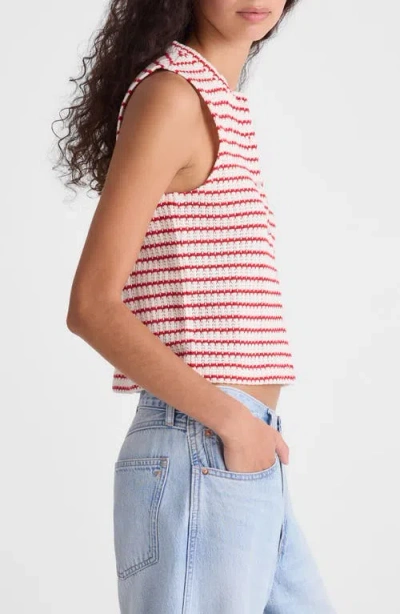 Madewell Textured Knit Button Front Shell Top In Red