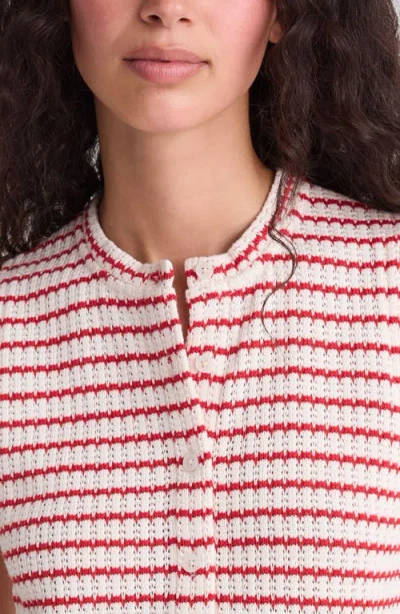 Madewell Textured Knit Button Front Shell Top In Red