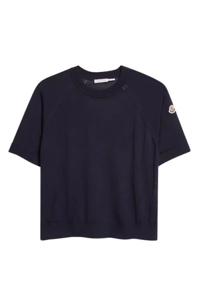 Moncler Raglan-sleeve Wool T-shirt In Blue