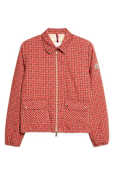 Moncler Lanset Packable Short Down Shirt Jacket In Red