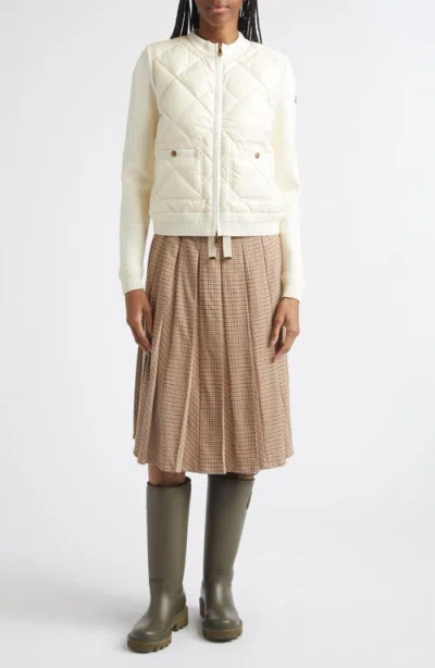 Moncler Womens Miscellaneous Hybrid Logo-badge Nylon And Cotton-knit Cardigan Xl In Neutral