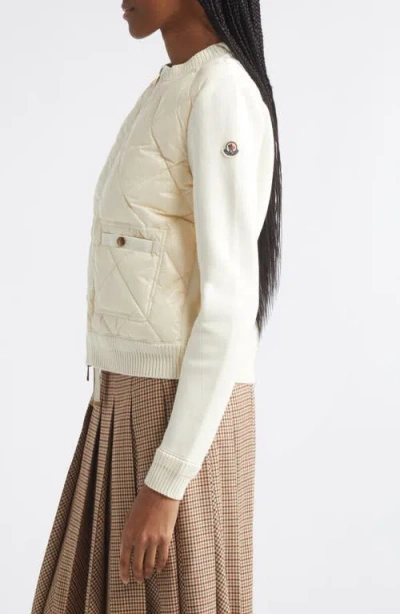 Moncler Womens Miscellaneous Hybrid Logo-badge Nylon And Cotton-knit Cardigan Xl In Neutral