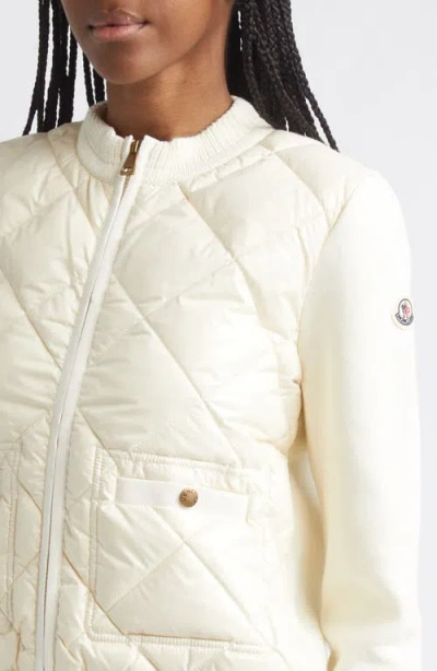 Moncler Womens Miscellaneous Hybrid Logo-badge Nylon And Cotton-knit Cardigan Xl In Neutral
