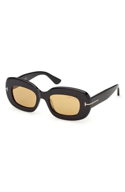 Tom Ford Islay 50mm Small Rectangular Sunglasses In Black