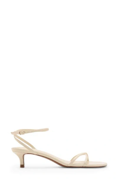 Mango Ankle Strap Kitten Heel Sandal In White