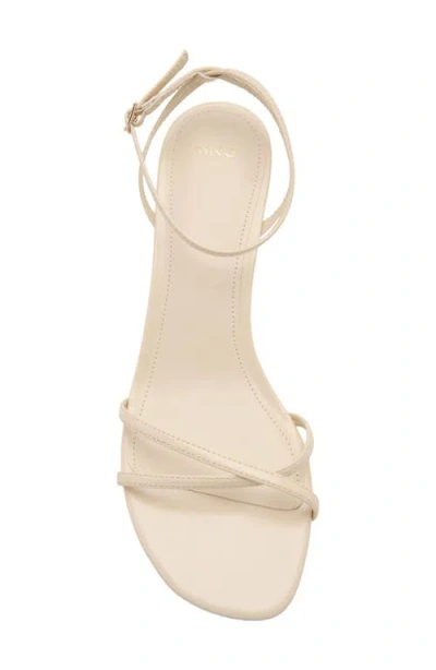 Mango Ankle Strap Kitten Heel Sandal In White