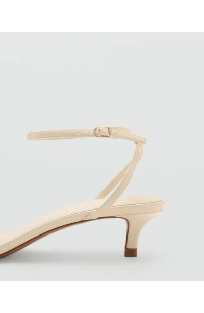 Mango Ankle Strap Kitten Heel Sandal In White