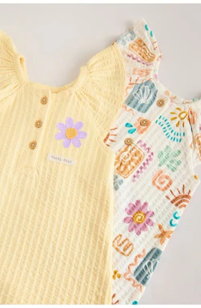 Next 2-pack Assorted Frill Cotton Rompers In Yellow