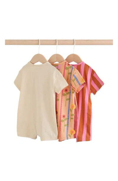 Next Set Of 3 Assorted Slogan Rompers In Multi