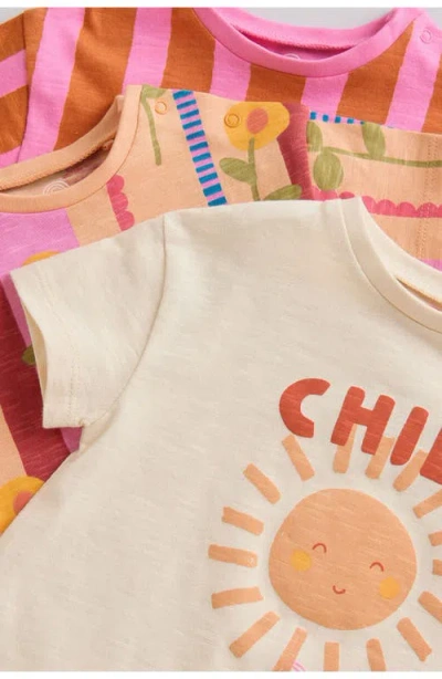 Next Set Of 3 Assorted Slogan Rompers In Multi