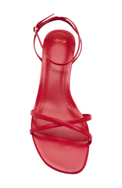 Mango Ankle Strap Kitten Heel Sandal In Red