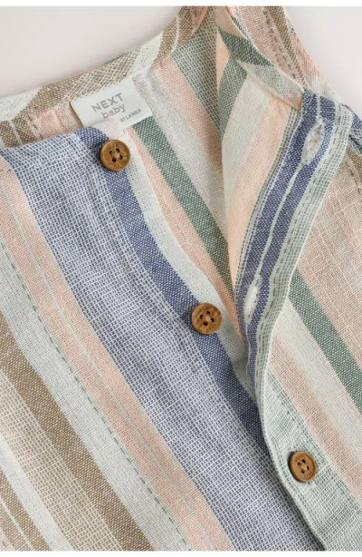 Next Linen Blend Woven Stripe Romper In Multi