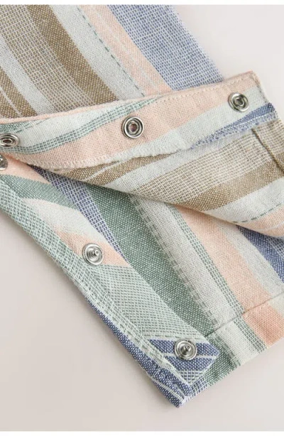 Next Linen Blend Woven Stripe Romper In Multi
