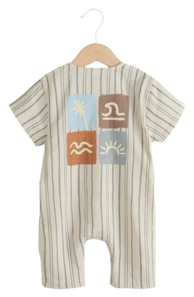 Next Seaside Woven Cotton Romper In Neutral