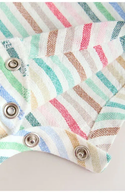 Next Multi Stripe Linen Blend Romper In Multi