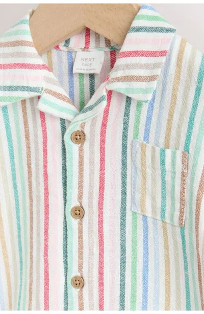 Next Multi Stripe Linen Blend Romper In Multi
