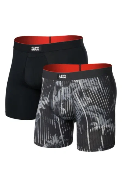 Saxx Assorted 2-pack Multi-sport Mesh Performance Boxer Briefs In Black