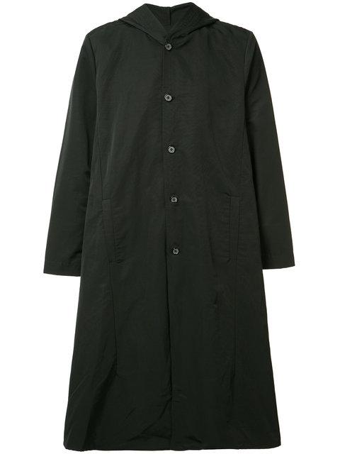 Private Stock Buttoned Hooded Coat In Black | ModeSens