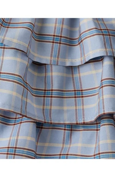 Mango Ruffled Check Shorts In Blue