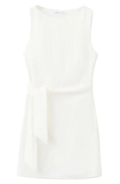 Mango Side Tie Minidress In White