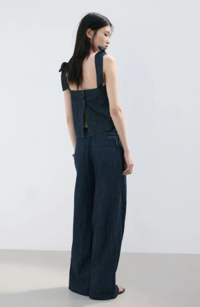 Mango Wide Leg Denim Pants In Multi