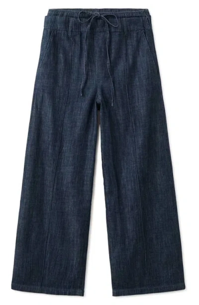 Mango Wide Leg Denim Pants In Multi