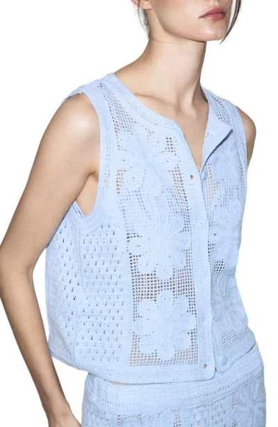 Mango Openwork Knit Vest In Multi