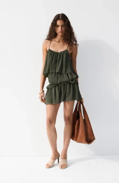 Mango Tiered Minidress In Multi