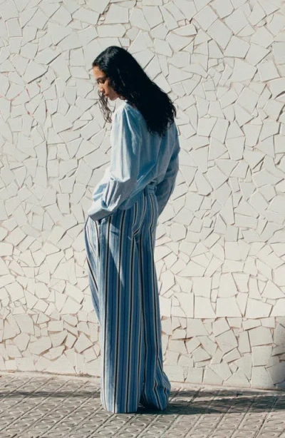 Mango Stripe Wide Leg Pants In Multi
