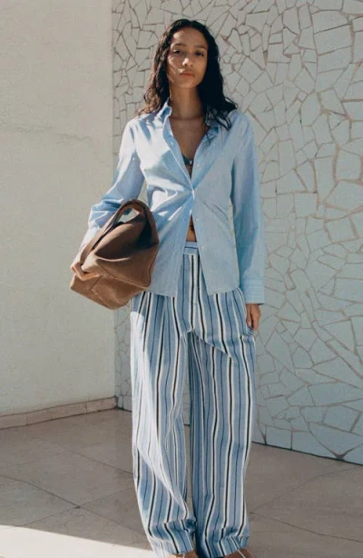 Mango Stripe Wide Leg Pants In Multi