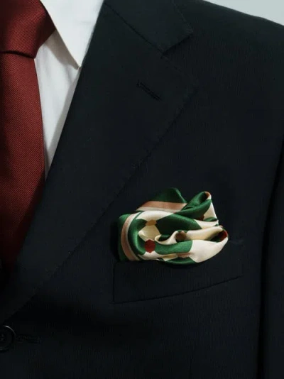 Lost Pattern Checkerboard Pocket Square In Green