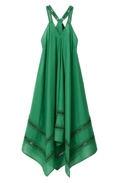 Allsaints Lil Handkerchief Hem Cotton Dress In Green