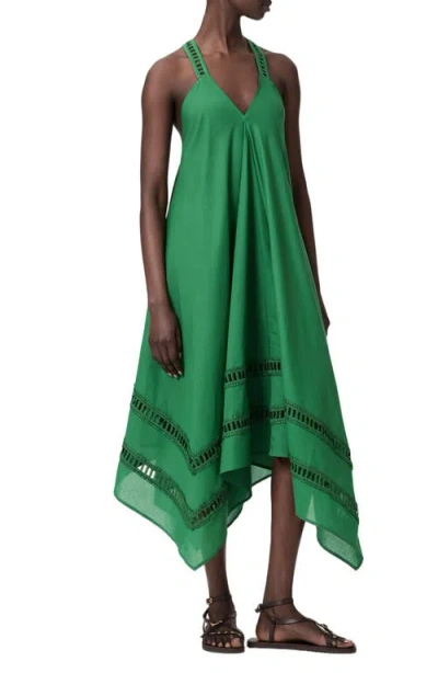 Allsaints Lil Handkerchief Hem Cotton Dress In Green