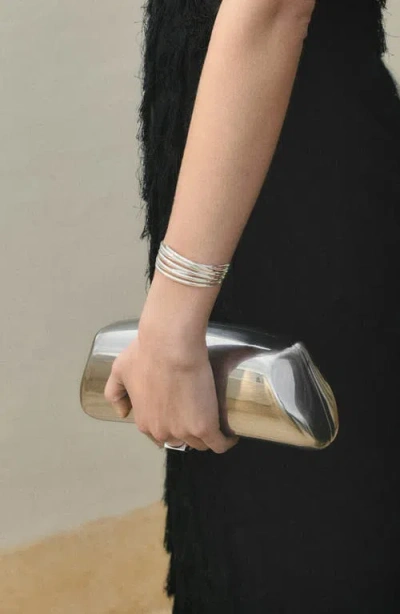 Mango Metallic Frame Clutch In Silver