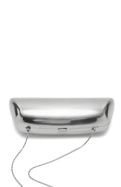 Mango Metallic Frame Clutch In Silver