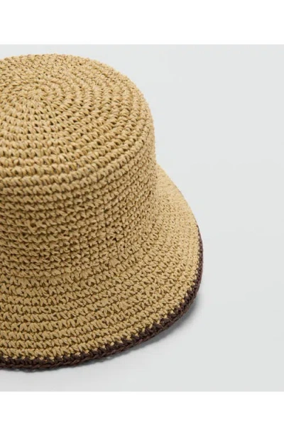 Mango Straw Bucket Hat In Brown