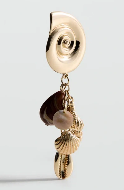 Mango Shell Pendant Drop Earrings In Gold