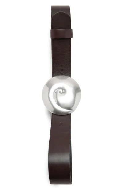 Mango Shell Buckle Leather Belt In Black