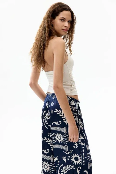 H&m Satin Drawstring Trousers In Multi