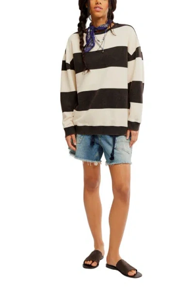 Free People Oversize Stripe Sweatshirt In Multi