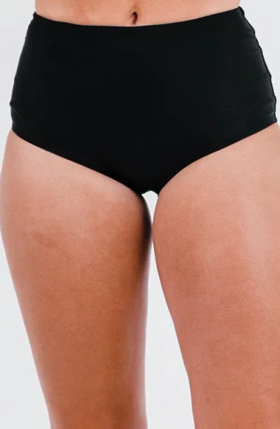 Calypsa High-waisted Bikini Bottom In Black