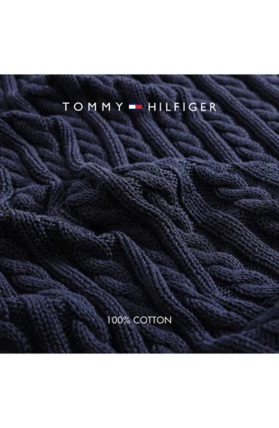 Tommy Hilfiger Cable Knit Solid Throw In Blue