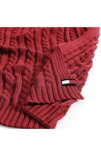 Tommy Hilfiger Cable Knit Solid Throw In Red