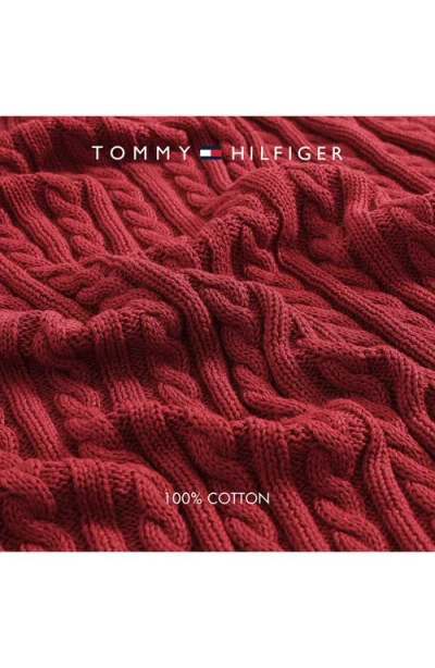 Tommy Hilfiger Cable Knit Solid Throw In Red