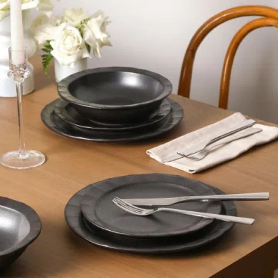 Stone Lain Oasis Stoneware 12-piece Dinnerware Set In Black
