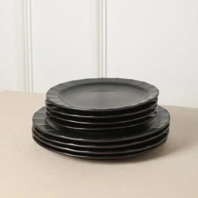 Stone Lain Oasis Stoneware 12-piece Dinnerware Set In Black